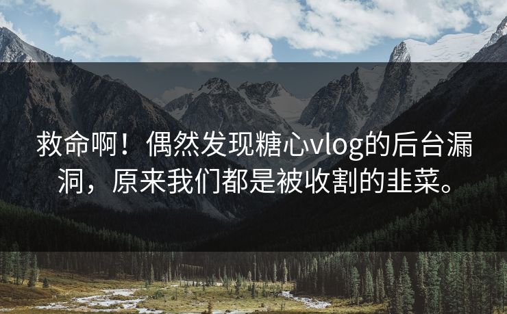 救命啊！偶然发现糖心vlog的后台漏洞，原来我们都是被收割的韭菜。