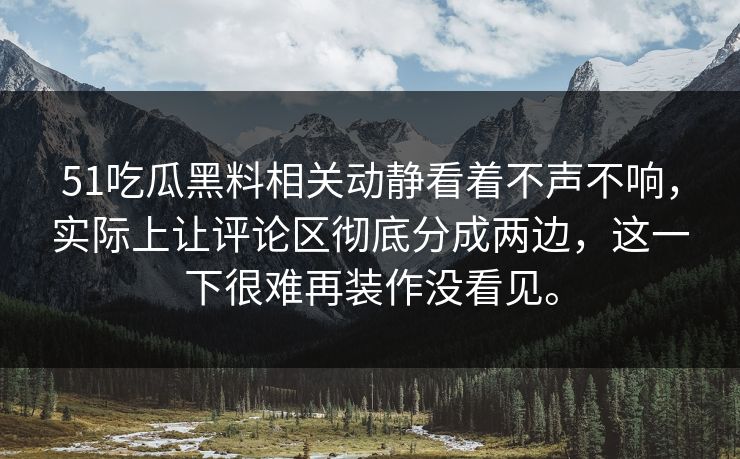 51吃瓜黑料相关动静看着不声不响，实际上让评论区彻底分成两边，这一下很难再装作没看见。