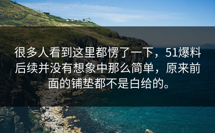 很多人看到这里都愣了一下，51爆料后续并没有想象中那么简单，原来前面的铺垫都不是白给的。