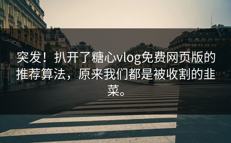 突发！扒开了糖心vlog免费网页版的推荐算法，原来我们都是被收割的韭菜。