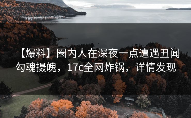 【爆料】圈内人在深夜一点遭遇丑闻 勾魂摄魄，17c全网炸锅，详情发现