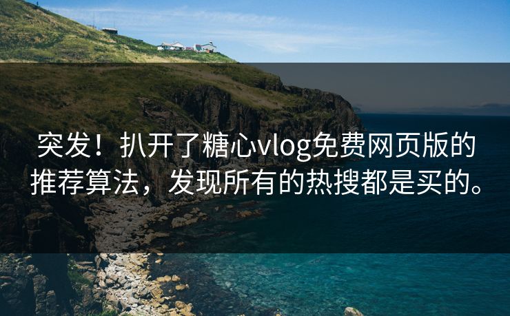 突发！扒开了糖心vlog免费网页版的推荐算法，发现所有的热搜都是买的。