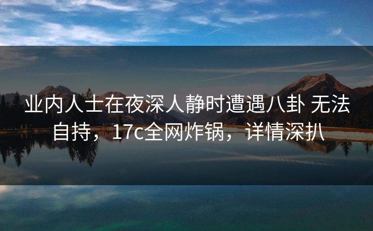 业内人士在夜深人静时遭遇八卦 无法自持，17c全网炸锅，详情深扒